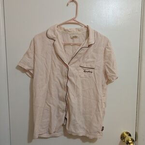 Magnolua Striped Pink Seersucker Women's Pajama Set